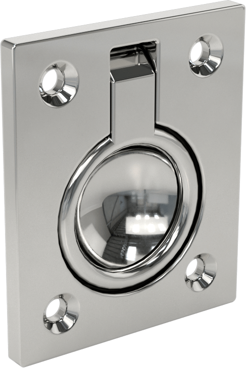 Montaj Plakalı Gömme Katlanır Çekme Kolu, Oval Tutamak, Krom Kaplı Pirinç, 3/4 inç Genişlikte Sap, 1-1/8" Çıkıntı