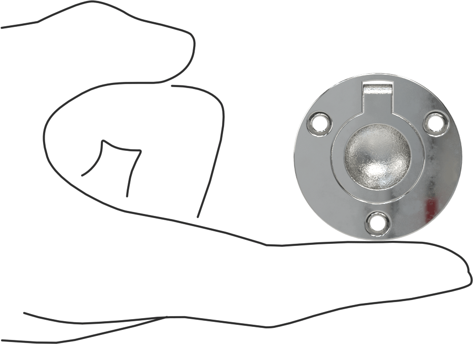 Montaj Plakalı Gömme Katlanır Çekme Kolu, Oval Tutamak, Krom Kaplı Pirinç, 9/16" Genişlikte Tutamak, 1-1/16" Çıkıntı
