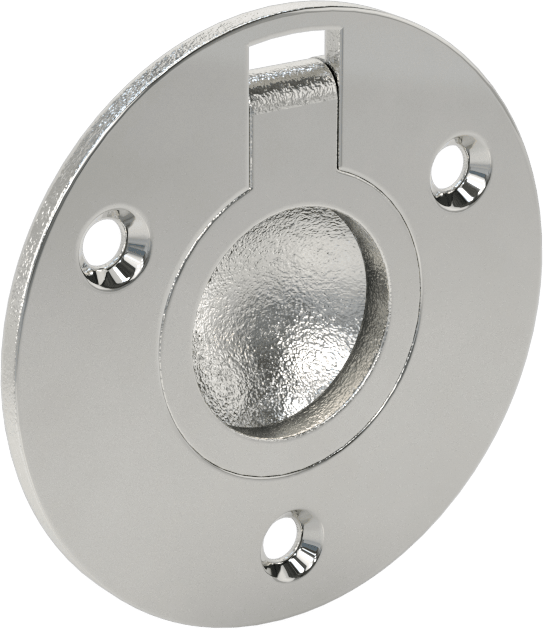 Montaj Plakalı Gömme Katlanır Çekme Kolu, Oval Tutamak, Krom Kaplı Pirinç, 3/4 inç Genişlikte Sap, 1-1/16" Çıkıntı