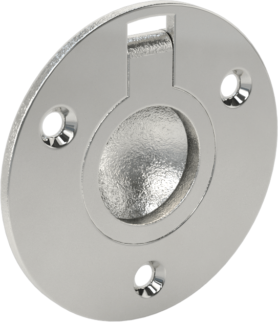 Montaj Plakalı Gömme Katlanır Çekme Kolu, Oval Tutamak, Pirinç, 3/4 inç Genişlikte Sap, 1-1/16" Çıkıntı