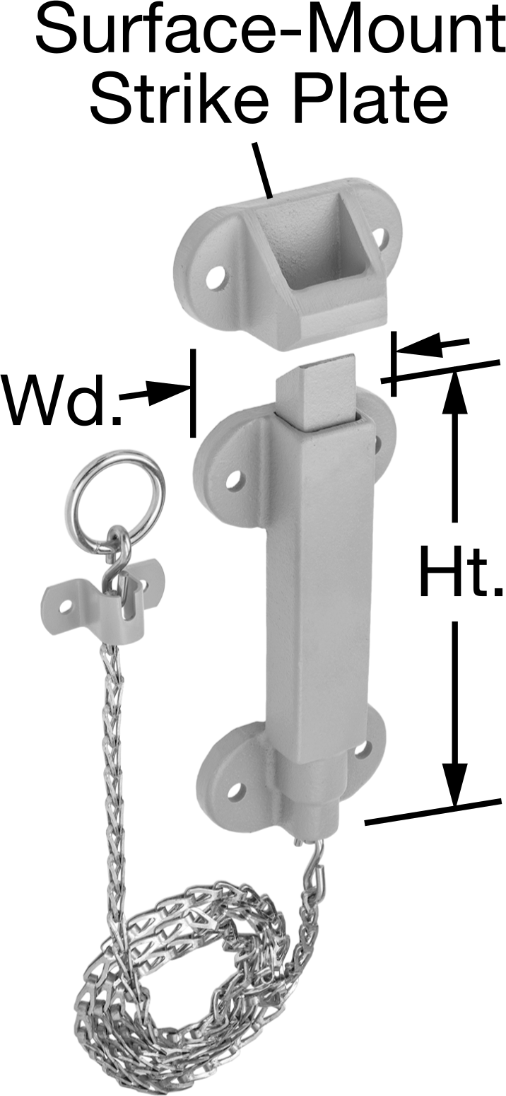 Zincir Tutucu Yaylı Kayar Cıvata Mandalı, Bej Boyalı Demir, 9“ Yükseklik x 4-1/4” Genişlik