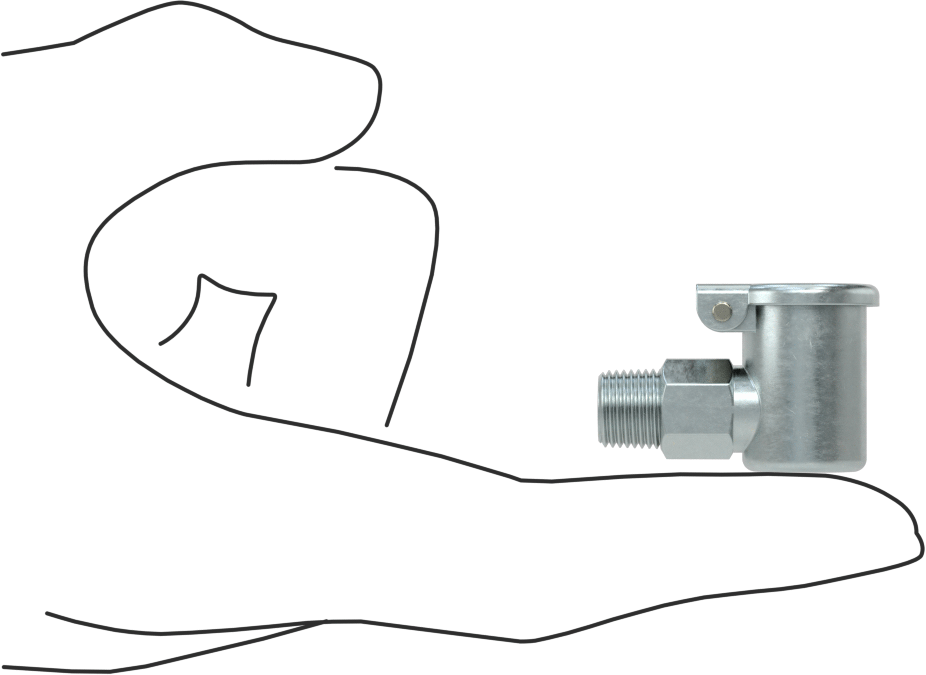 90 Degree Elbow Oil Cup, 1/8 NPT Male Outlet, 1/8 FL oz Capacity 