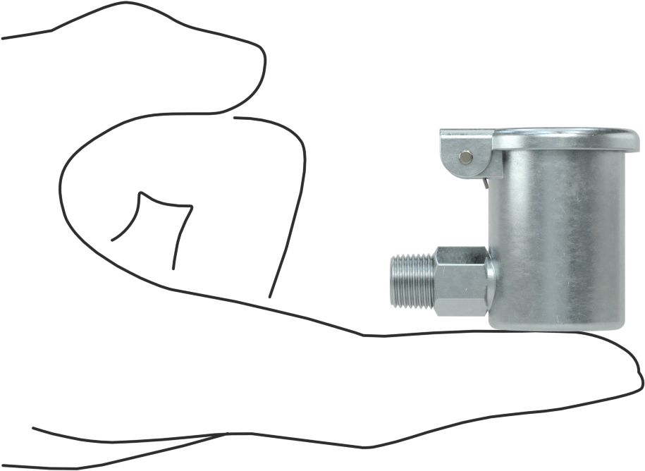90 Degree Elbow Oil Cup, 1/8 NPT Male Outlet, 1/2 FL oz Capacity 