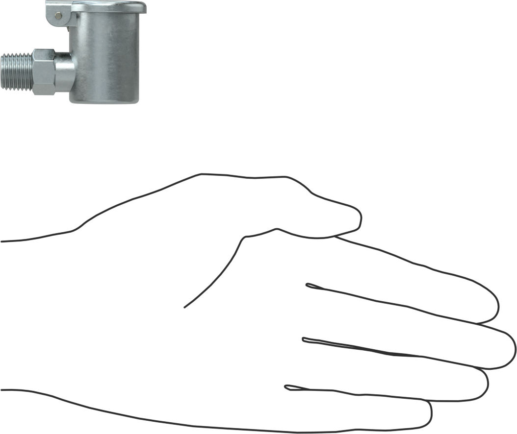 90 Degree Elbow Oil Cup, 1/4 NPT Male Outlet, 1/2 FL oz Capacity 