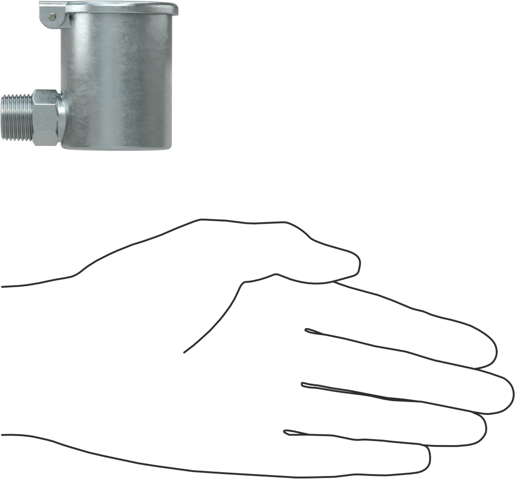 90 Degree Elbow Oil Cup, 3/8 NPT Male Outlet, 1-7/8 FL oz Capacity 