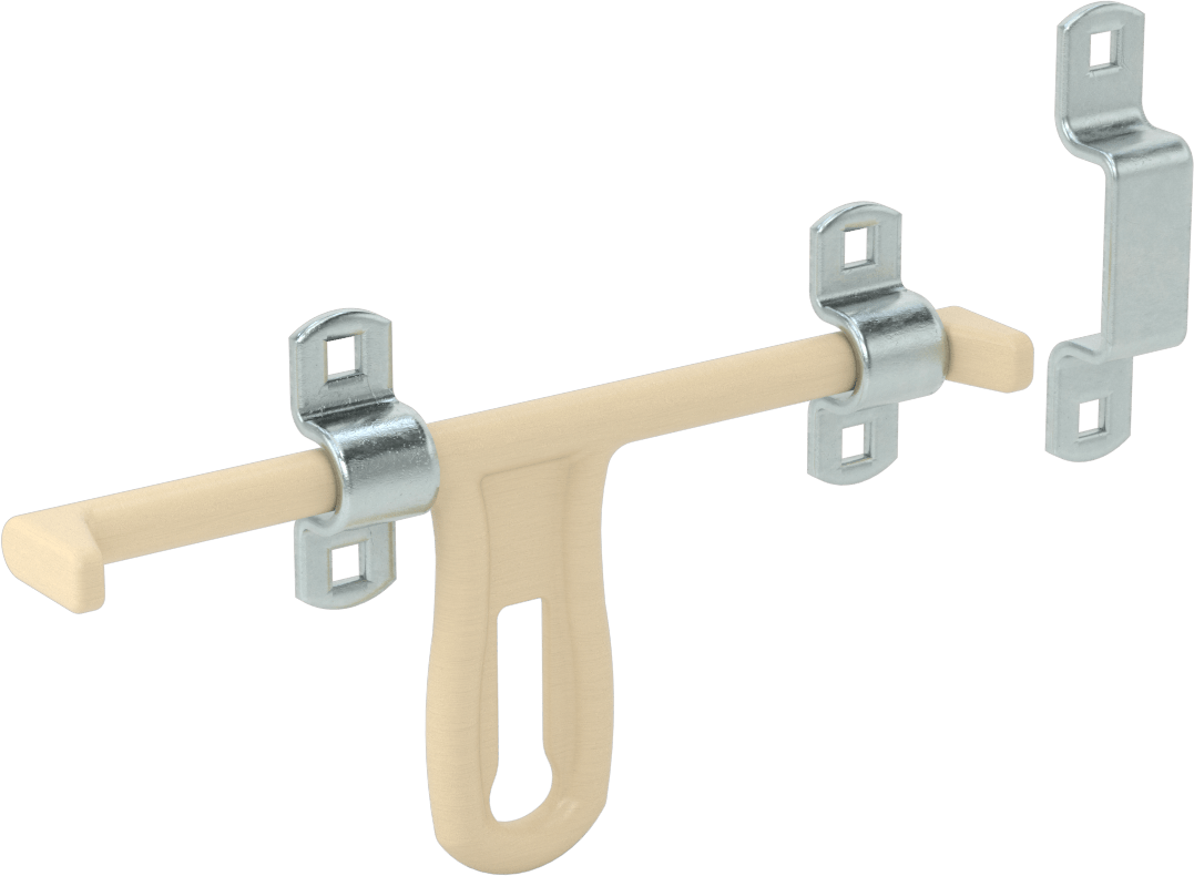 Kaldır-Bırak Namlu Kayar Cıvata Mandalı, Kolay Tutuş, Bej Boyalı Demir, 8“ Genişlik x 2-3/16” Yükseklik