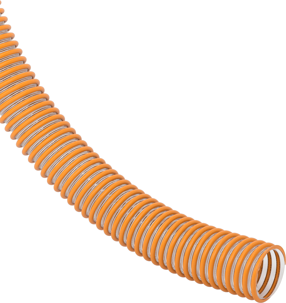 Aşınma Şeridi Bulunan Kanal Hortumu, Metal Talaşları ve Yonga için, Şeffaf, 2" ID, 2-1/2" OD