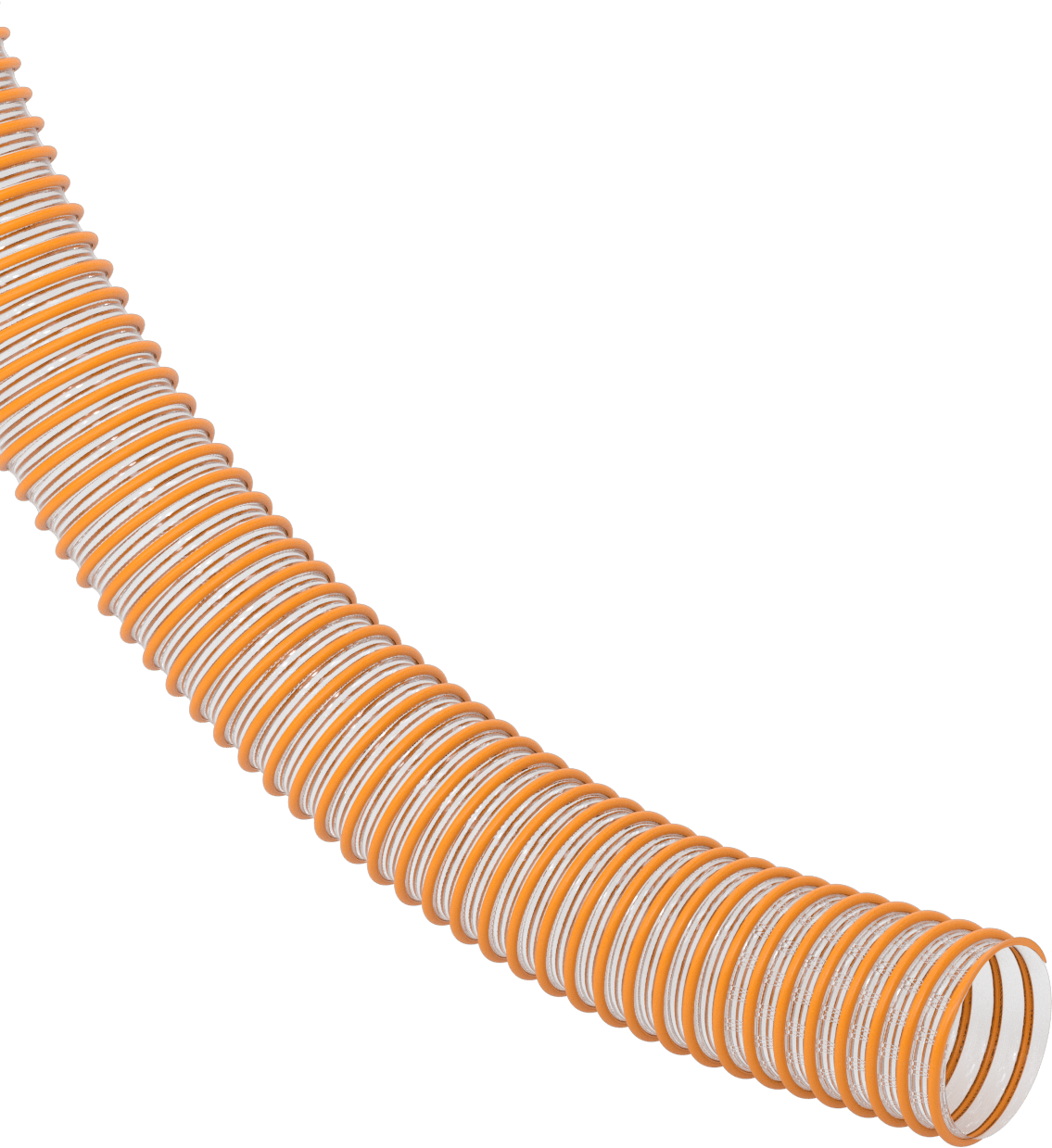 Aşınma Şeridi Bulunan Kanal Hortumu, Metal Talaşları ve Yonga için, Şeffaf, 4" ID, 4-9/16" OD
