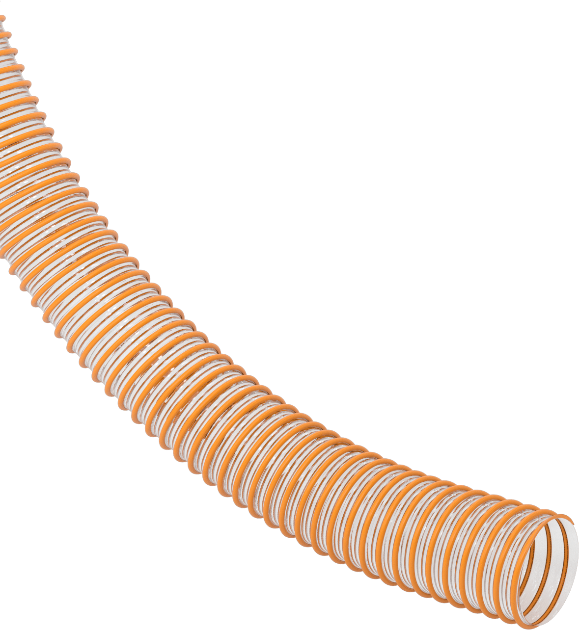 Aşınma Şeridi Bulunan Kanal Hortumu, Metal Talaşları ve Yonga için, Şeffaf, 5" ID, 5-5/8" OD