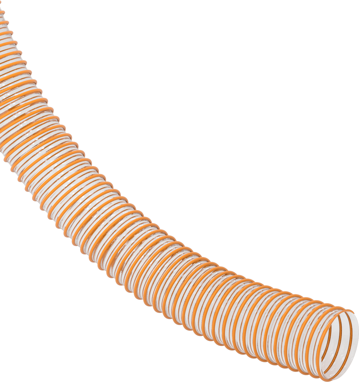 Aşınma Şeridi Bulunan Kanal Hortumu, Metal Talaşları ve Yonga için, Şeffaf, 6" ID, 6-5/8" OD