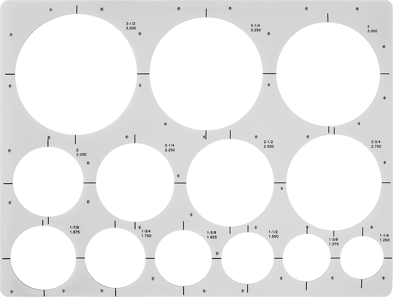 Sembol Çizim Şablonu, 1-1/4“ ila 3-1/2” Çemberler için