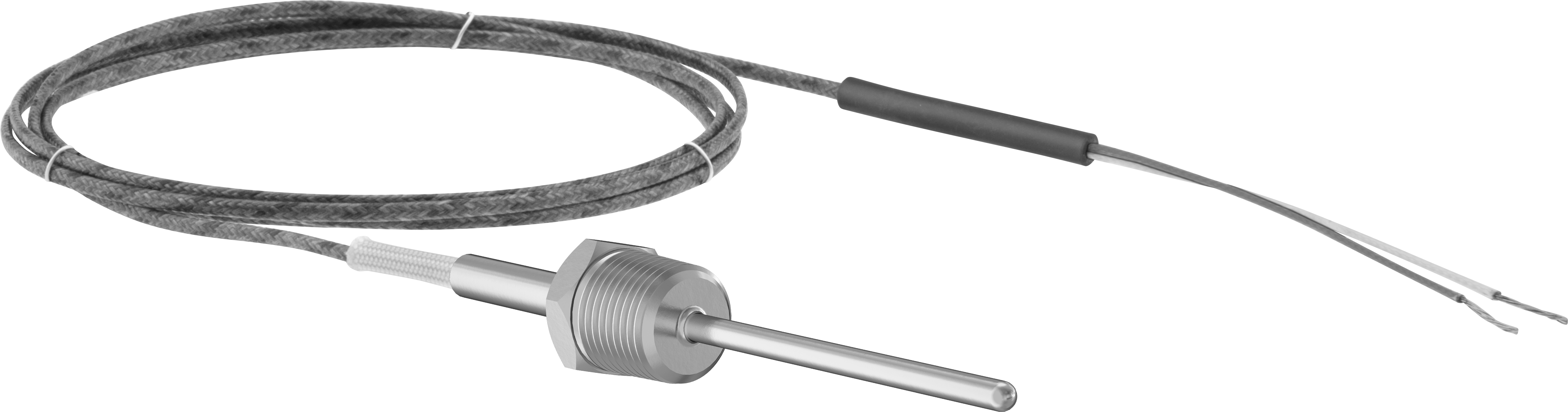 Sıvılar ve Gazlar için Dişli Termokupl Probu, Tel Uçları, Tip K, 1/2 NPT Erkek, 3" Uzunluk, 900°F Maksimum