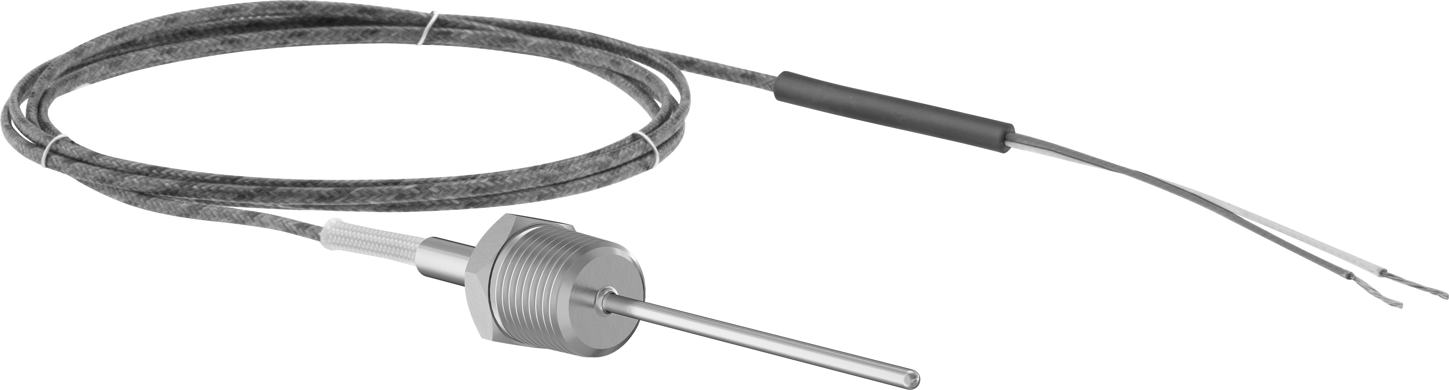 Sıvılar ve Gazlar için Dişli Termokupl Probu, Tel Uçları, Tip K, 1/2 NPT Erkek, 3“ Uzunluk x 1/8” Çap