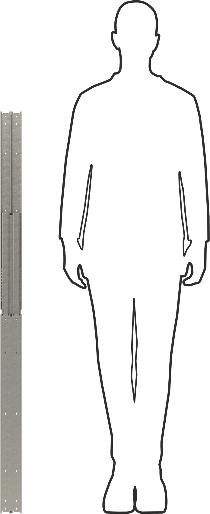 304 Paslanmaz Çelik Çekmece Kılavuzları, Çekmece Açma Mekanizması olmadan, 26" Kapalı Uzunluk, 440 lb. Kapasite