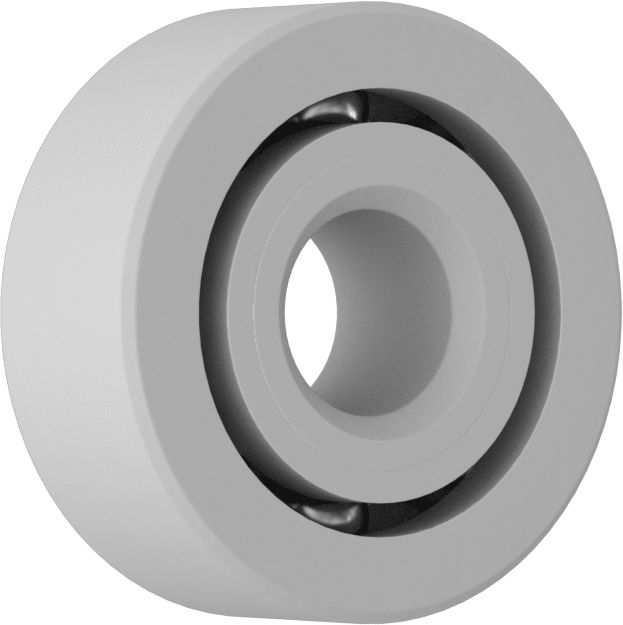 Rulman, Kuru Çalışma, Açık, #R4A, PEEK, 1/4" Mil Çapı, 9/32" Genişlik