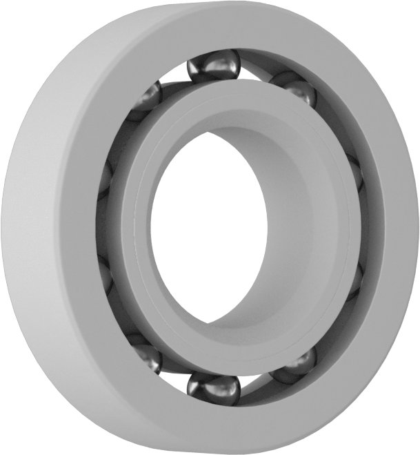 Rulman, Kuru Çalışma, Açık, Numara R8, PEEK, 1/2" Mil Çapı için