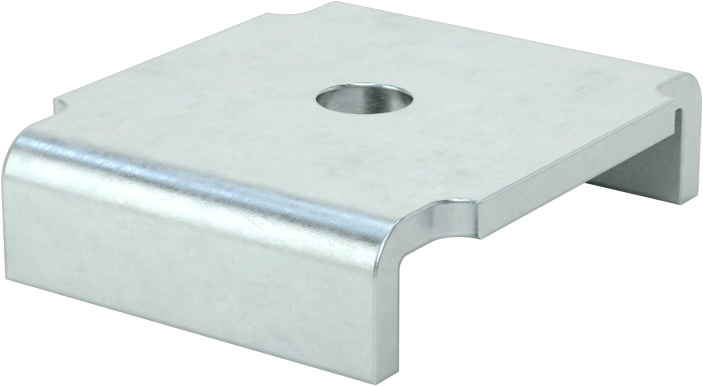 Üstten Oturmalı Dikme Kanalı Pul, 1/4" Çaplı Çubuk için, Çinko Kaplı Çelik