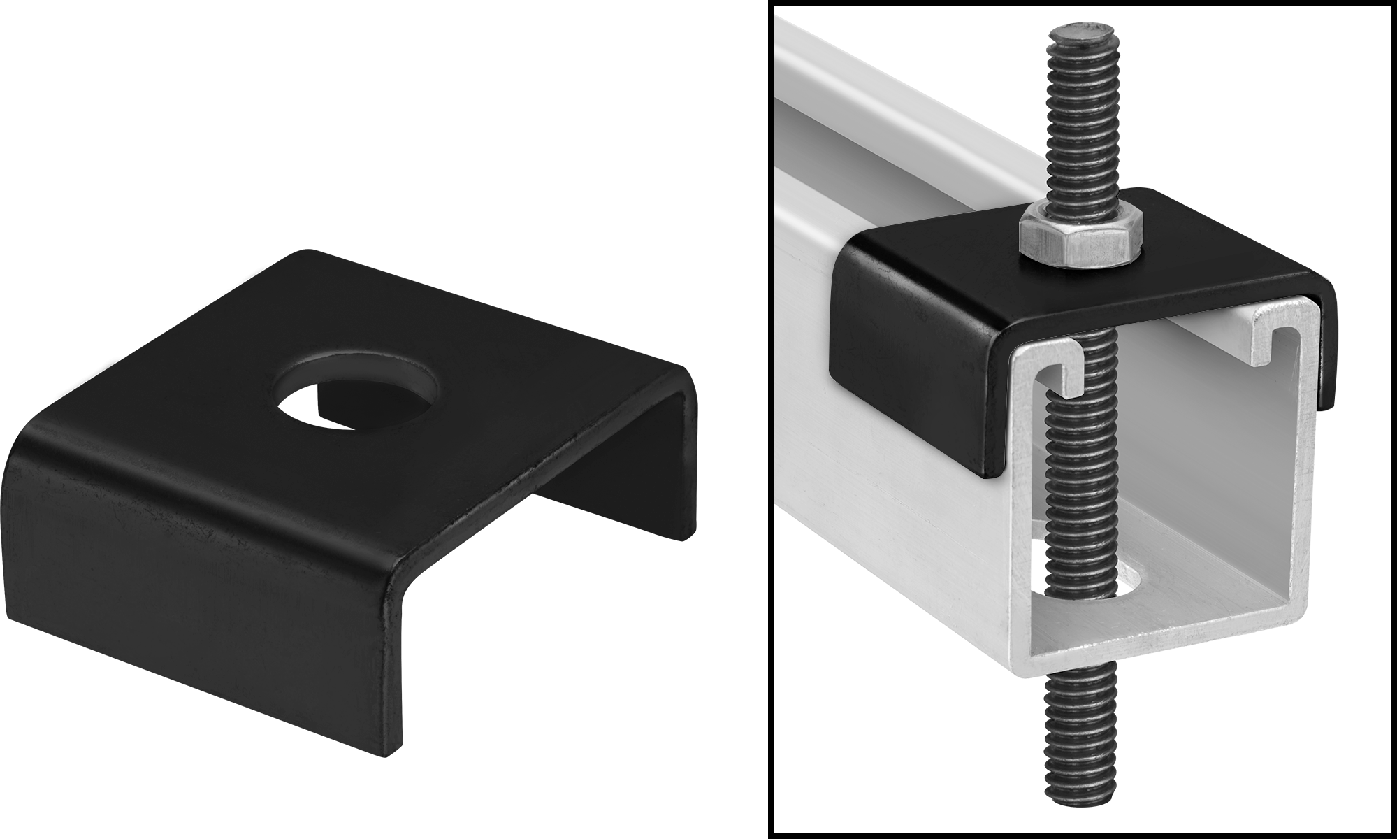 Üstten Oturmalı Dikme Kanalı Pul, 1/4" Çaplı Çubuk için, Siyah Toz Boyalı Çelik