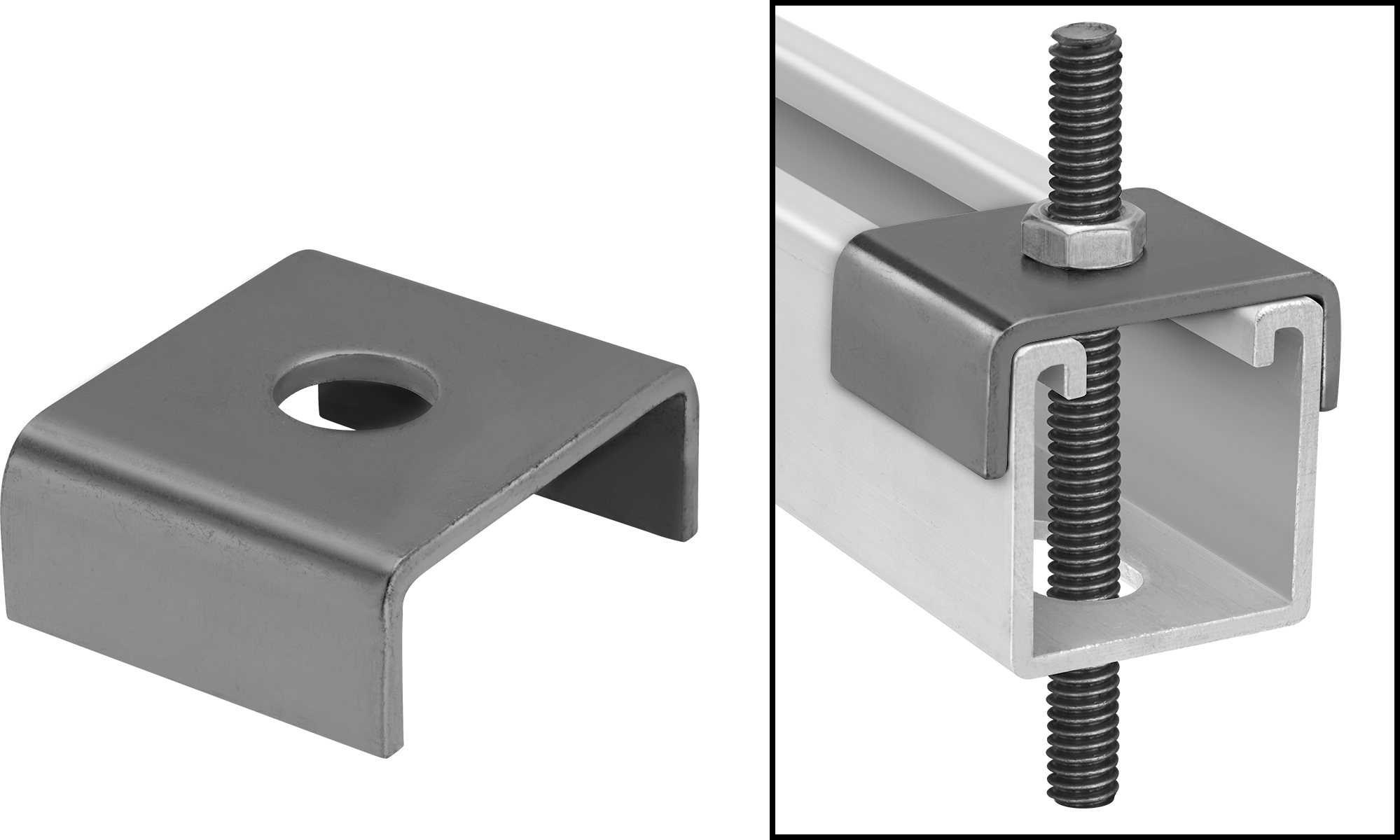 Üstten Oturmalı Dikme Kanalı Pul, 1/4" Çaplı Çubuk için, Yeşil Toz Boyalı Çelik