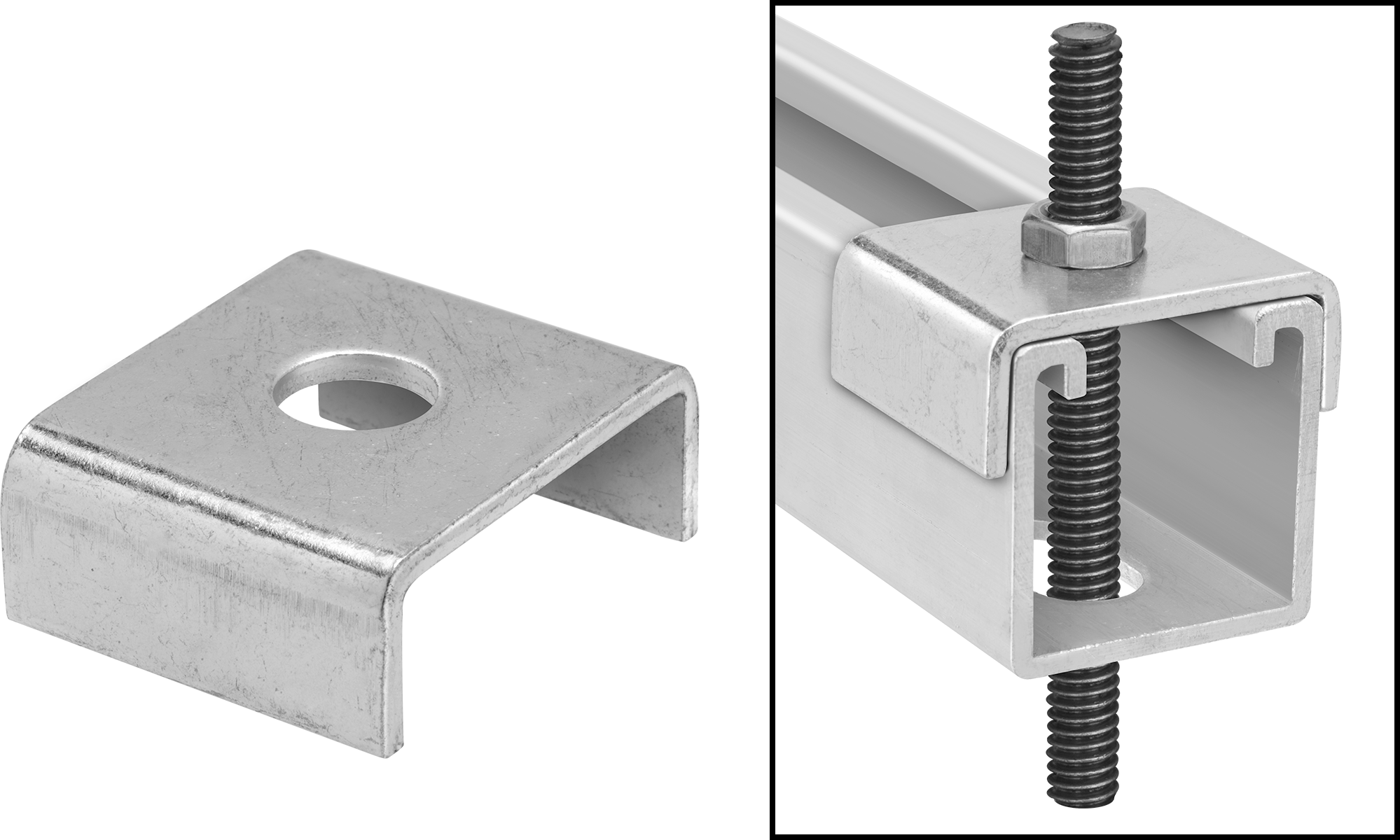 Üstten Oturmalı Dikme Kanalı Pul, 1/4" Çaplı Çubuk için, Galvanizli Çelik