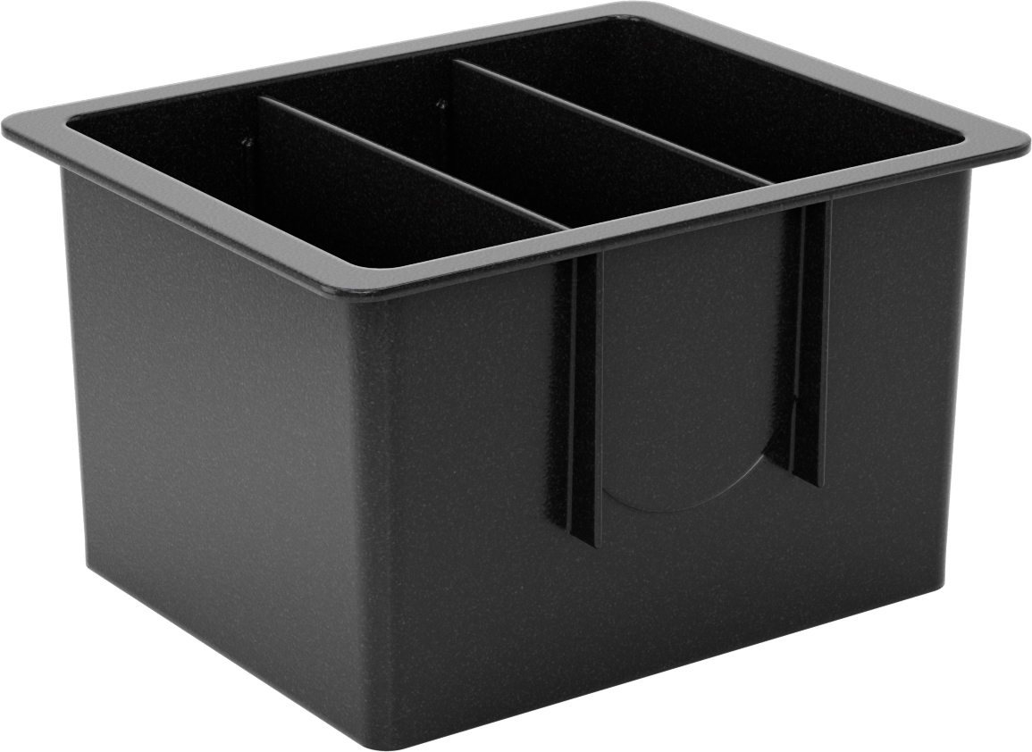 Mıknatıslı Montajlı Plastik Tava, 3 Bölme ile, 9-3/8“ x 7-5/8” x 5-1/2" Toplam Boyut