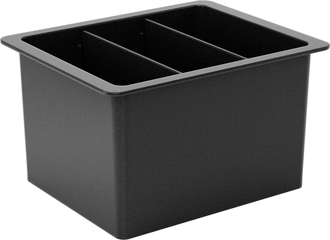 Mıknatıslı Montajlı Plastik Tava, 3 Bölme ile, 9-3/8“ x 7-5/8” x 5-1/2" Toplam Boyut