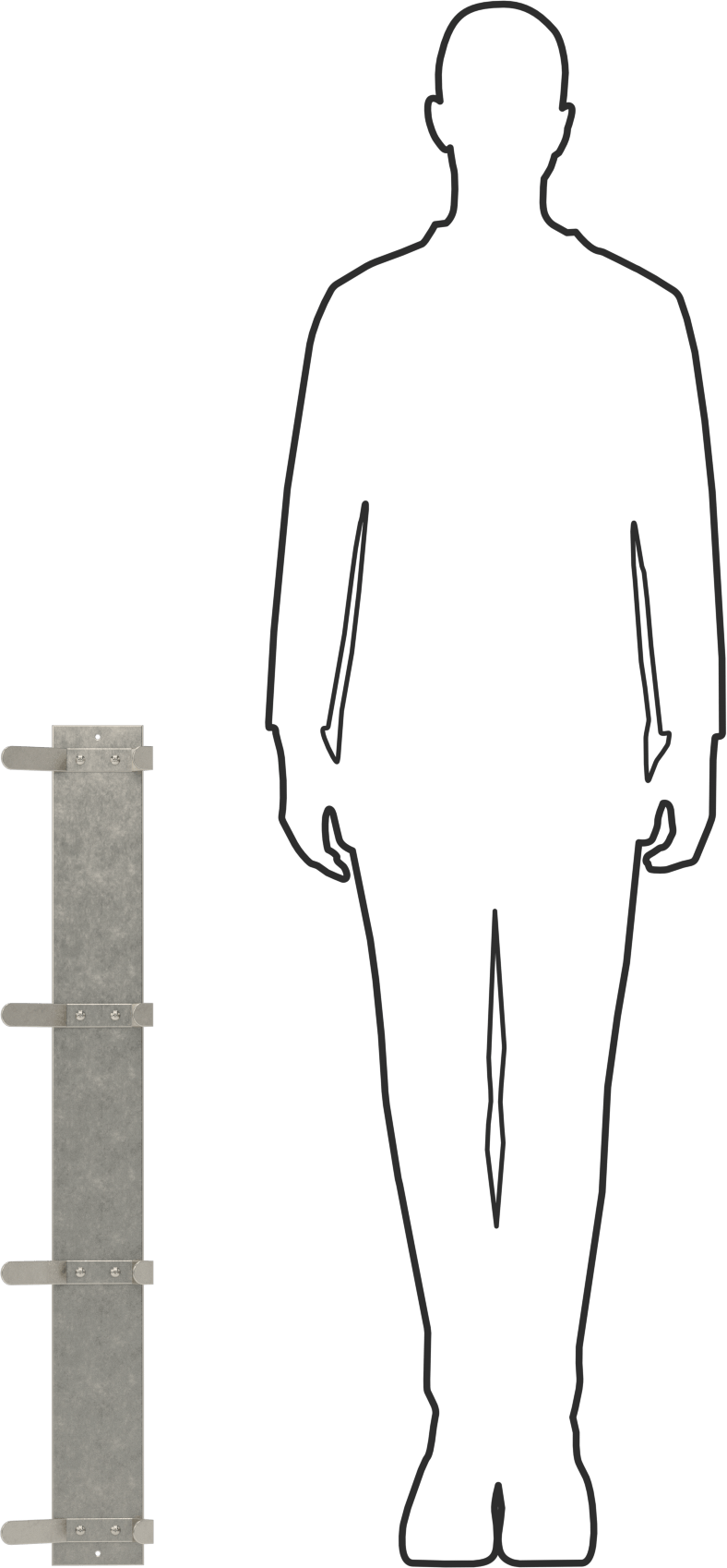 Asma Kancalı Raf, 4 Kanca ile, 36“ Genişlik x 6-1/2” Yükseklik x 2-1/4" Derinlik Toplam