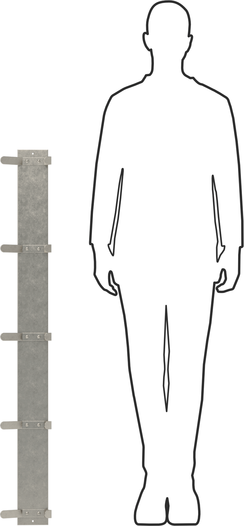 Asma Kancalı Raf, 5 Kanca ile, 48“ Genişlik x 6-1/2” Yükseklik x 2-1/4" Derinlik Toplam