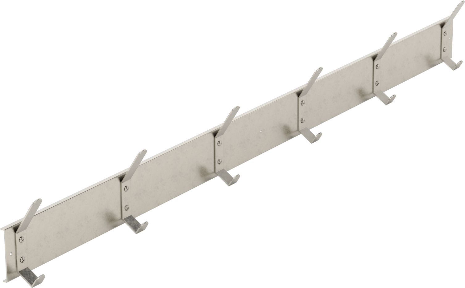 Asma Kancalı Raf, 6 kancalı, 60“ Genişlik x 6-1/2” Yükseklik x 2-1/4" Derinlik Toplam