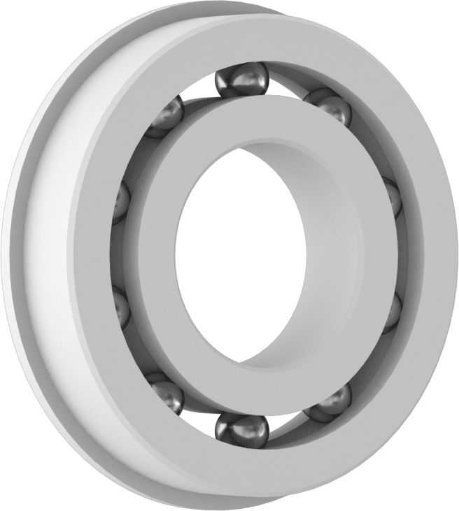 Kuru Çalışan Plastik Flanşlı Bilyalı Rulman, Açık, Anma Numarası R14, 7/8" Mil Çapı için