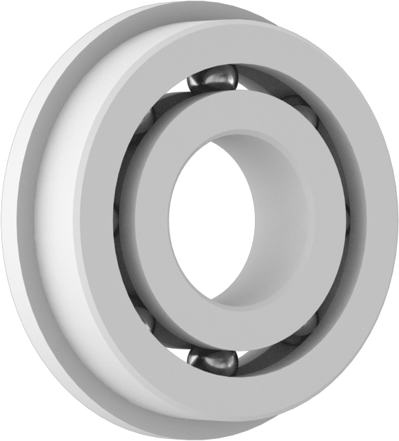 Kuru Çalışan Plastik Flanşlı Bilyalı Rulman, Açık, Anma Numarası R6, 3/8" Mil Çapı