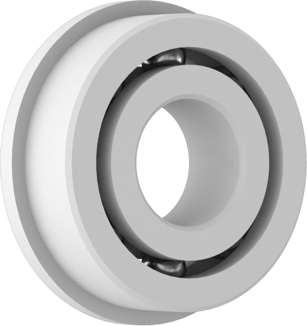 Kuru Çalışan Plastik Flanşlı Bilyalı Rulman, Açık, Anma Numarası R6A, 3/8" Mil Çapı