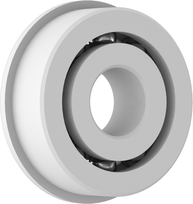 Kuru Çalışan Plastik Flanşlı Bilyalı Rulman, Açık, Anma Numarası R10, 1/2" Mil Çapı için