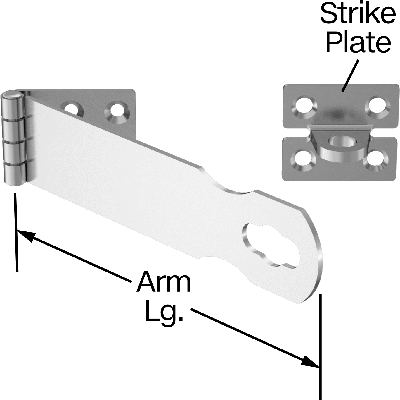 Asma Kilitli Mandal, 4-3/8“ x 1-1/16” x 1/16" Kol ile, 304 Paslanmaz Çelik