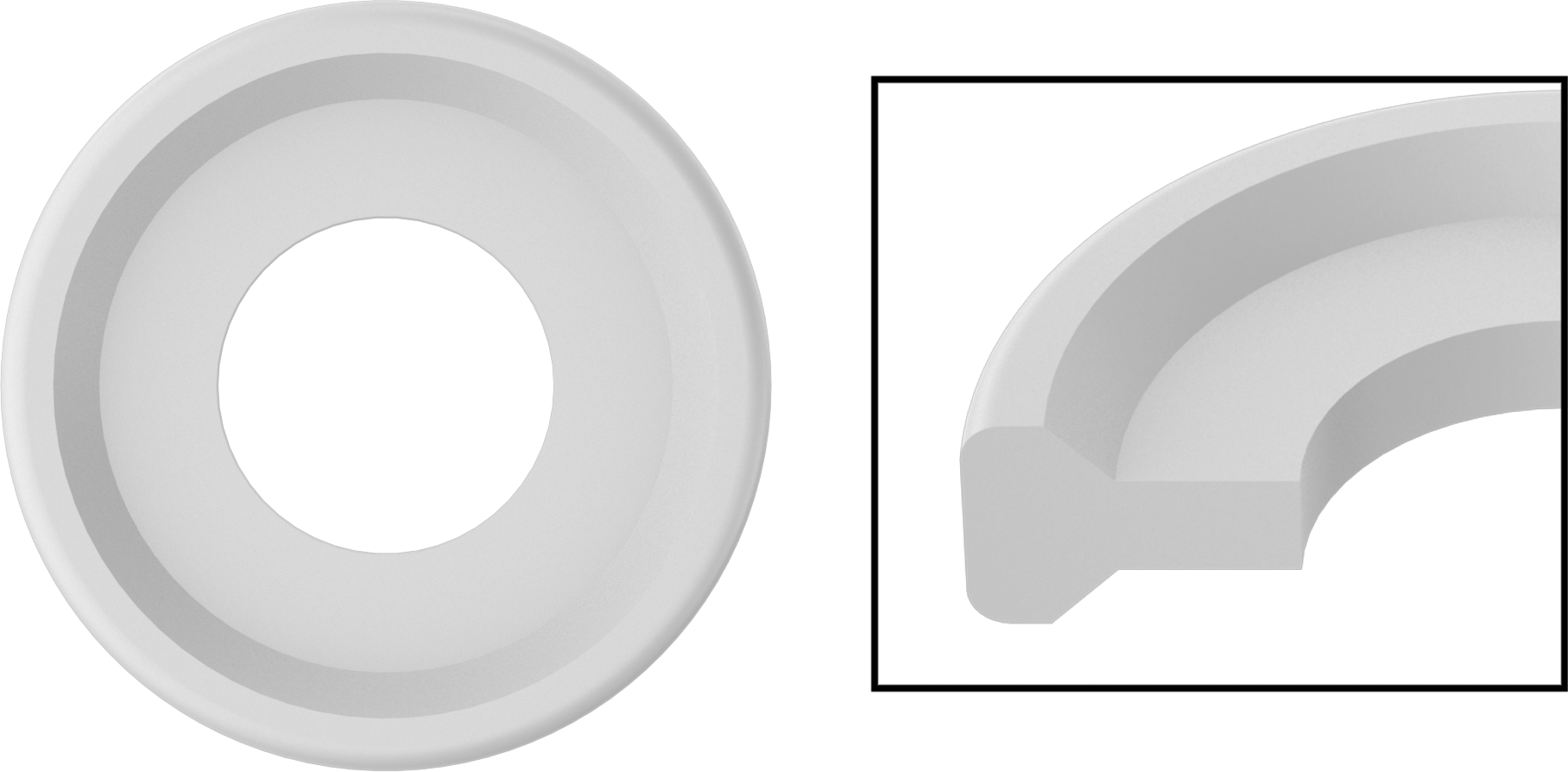Metal Algılanabilir Conta, Hızlı Kelepçeli Bağlantı Elemanları için, PTFE, 1/2" Boru Dış Çapı için