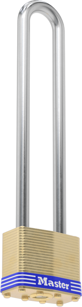 Lamine Pirinç Gövdeli Hava Koşullarına Dayanıklı Asma Kilit, Master Lock 2, #2265 numaralı anahtarla anahtarlı, 5-3/4" Dikey Boşluk