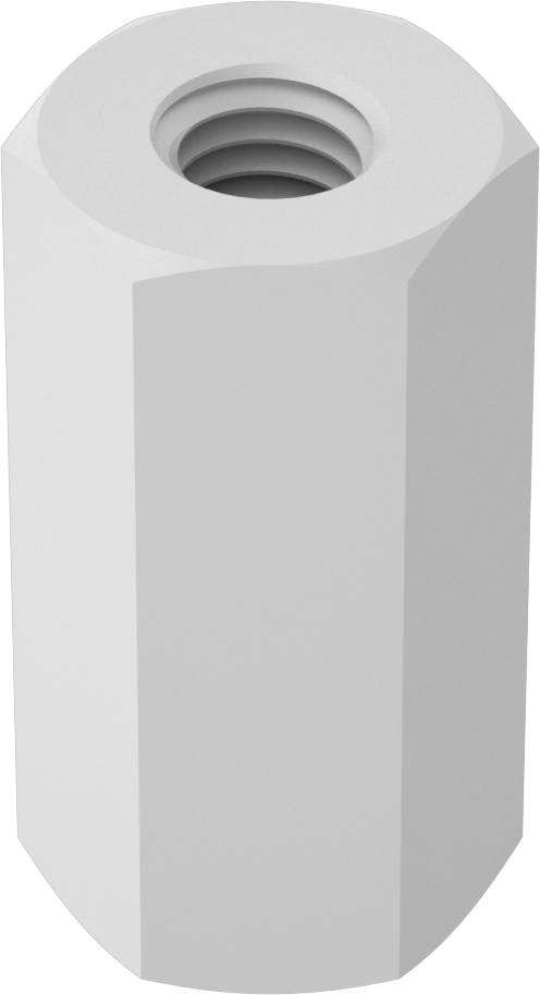 Naylon 6/6 Plastik Kaplin Somunu, 10-32 Diş Boyutu, 3/4" Uzunluk