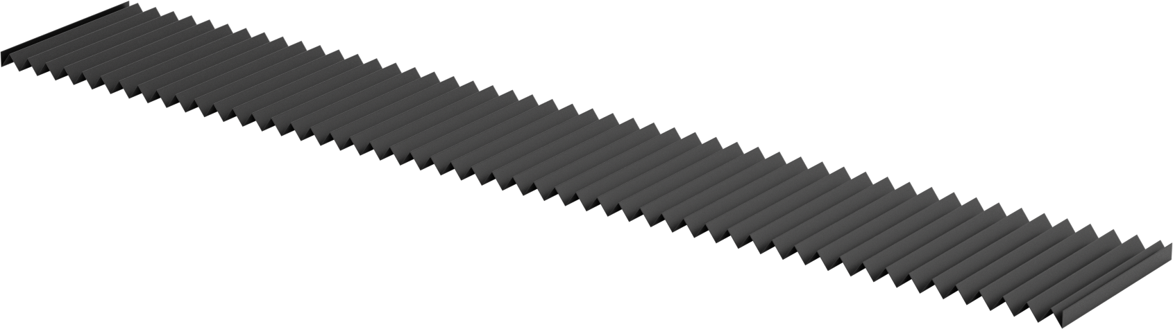 Düz Körük, 0,980“ Yükseklik x 12” Dış Genişlik, 6 Fit Uzatılmış Uzunluk