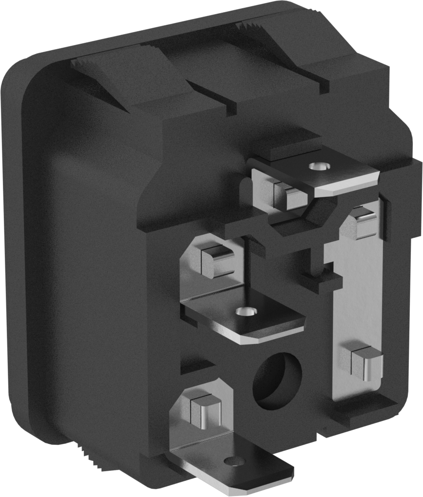 IEC Connector, Çıtçıtlı Erkek, Hızlı Ayırma, C14, 10A UL, 0,03“-0,08” Panel Kalınlığı