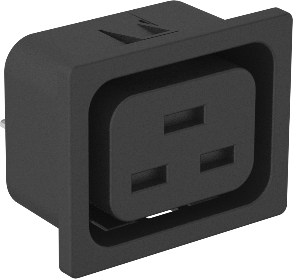 IEC Connector, Çıtçıtlı Dişi, Hızlı Ayrılabilir Terminal, C19, 0,12" Panel Kalınlığı için