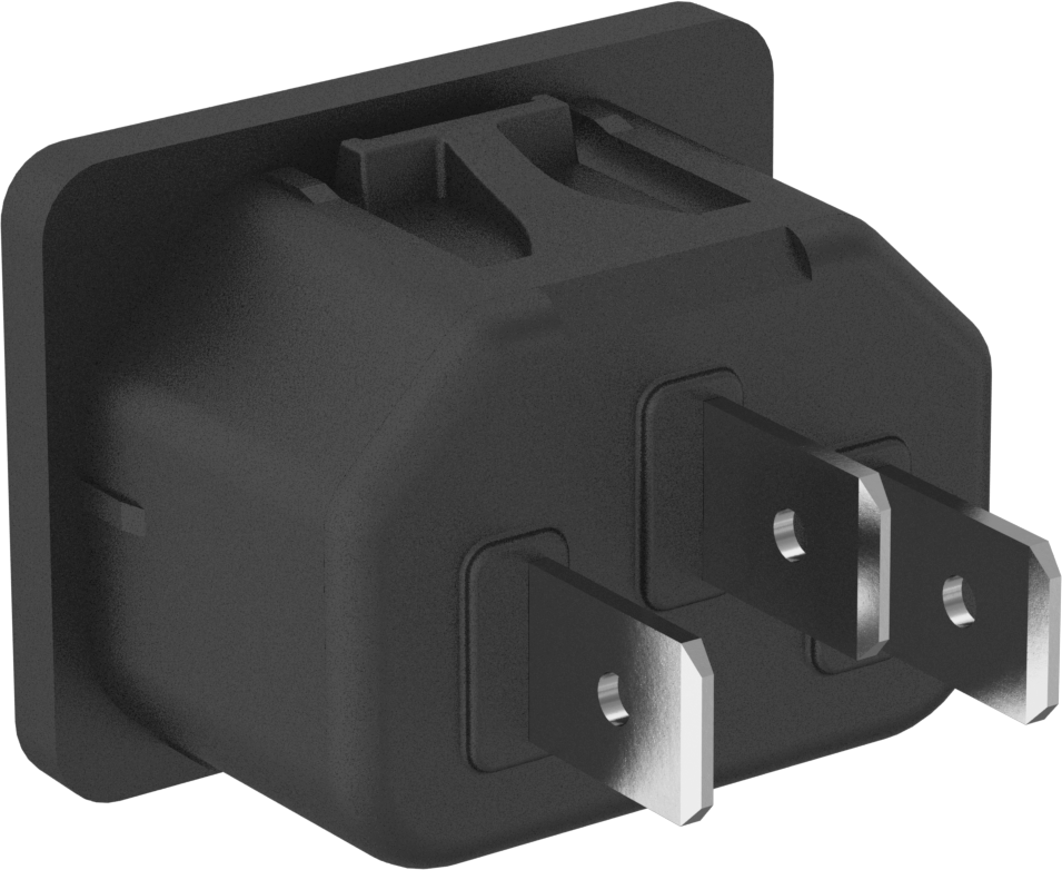 IEC Connector, Çıtçıtlı Erkek, Hızlı Ayırma, C14, 15A UL, 0,118" Kalınlıkta Panel için