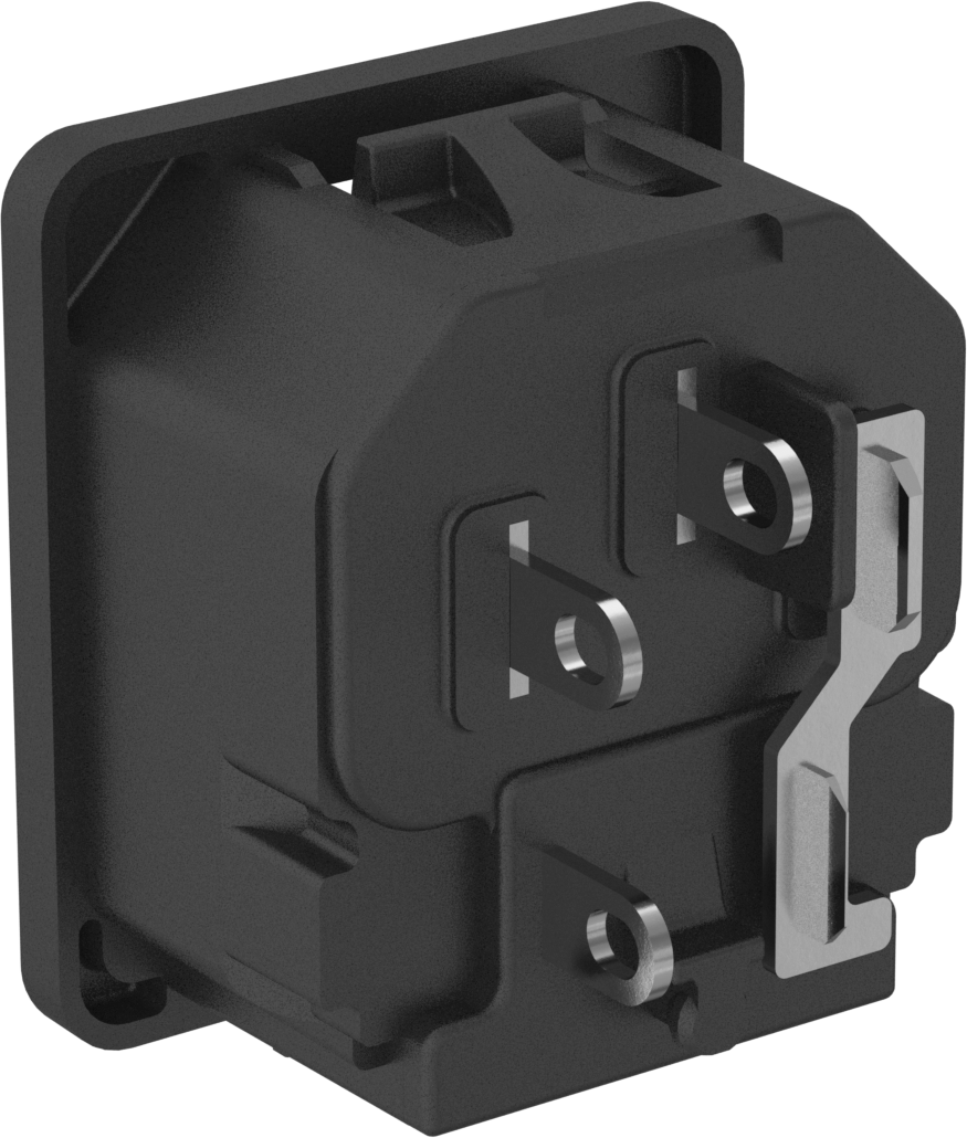 IEC Connector, Çıtçıtlı Erkek, C14, 10A UL, 0,118" Panel Kalınlığı