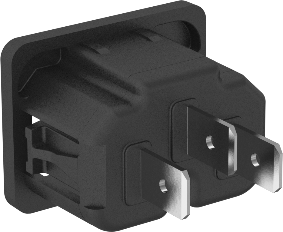 IEC Connector, Çıtçıtlı Erkek, Hızlı Ayrılabilir Terminal, C16A, 0,118" Kalınlıkta Panel için