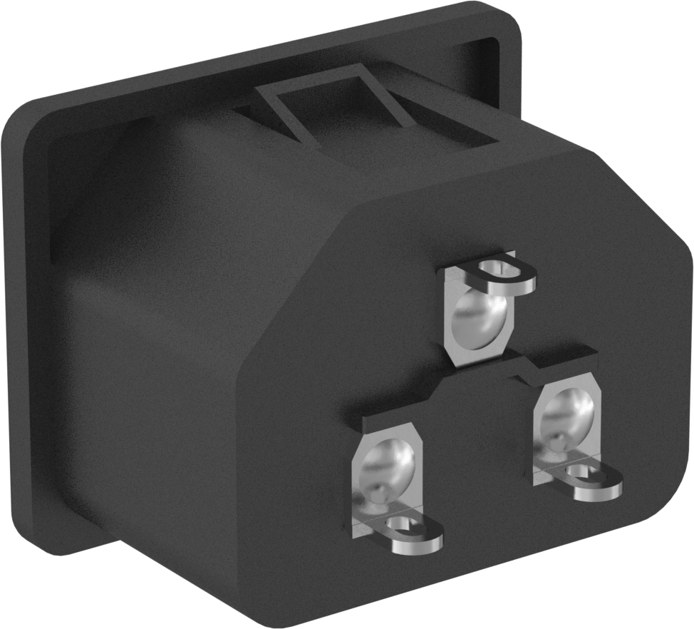 IEC Connector, Çıtçıtlı Erkek, Tırnaklı Terminal, C22, 0,098" Panel Kalınlığı