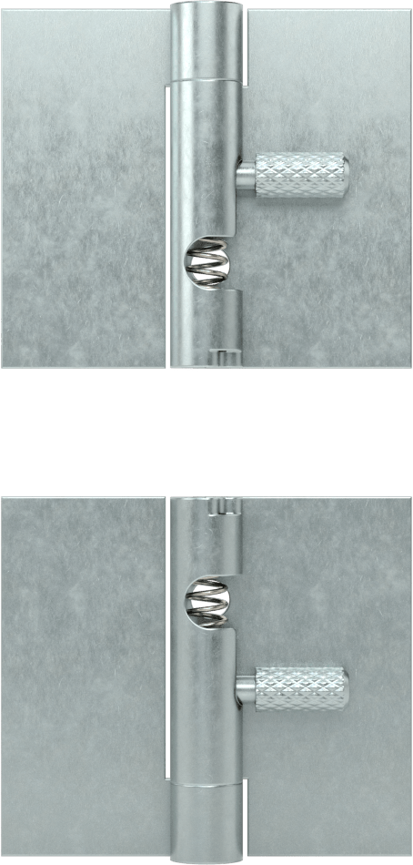 Çekerek Açılan Hızlı Bağlantı Kesme Menteşesi, Delik Olmadan, Çinko Kaplı Çelik, 1-3/4“ x 1” Kapı Kanadı