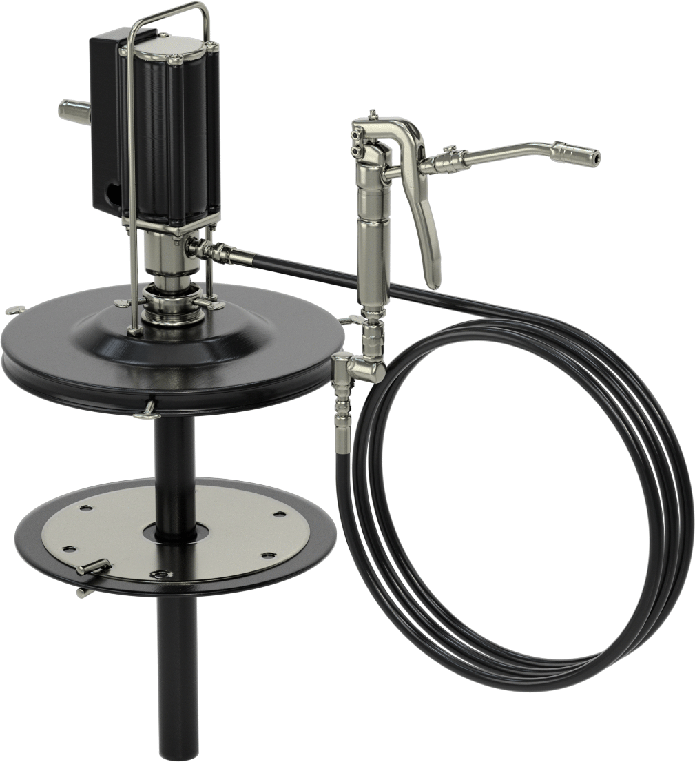 Pnömatik Konteyner Montajlı Gres Dağıtıcı, 35 lbs. kova için, 12“ x 16-9/16” Konteyner, Booster Tabancası