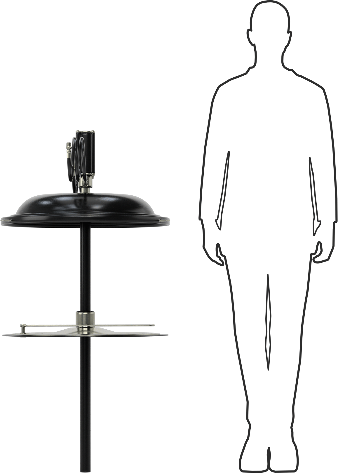 Pnömatik Konteyner Montajlı Gres Dağıtıcı, 400 lbs. Kova için, 23-5/8“ x 36-13/16” Konteyner