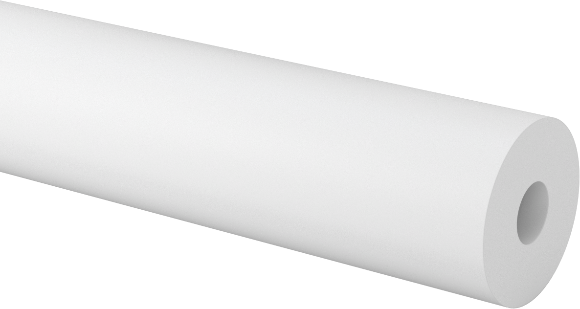 Cam Dolgulu Kimyasal Dayanıklı Kaygan PTFE Tüp, 3" OD x 1" ID, 1 Ayak Uzunluğunda