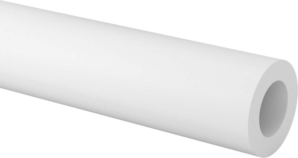 Cam Dolgulu Kimyasal Dayanıklı Kaygan PTFE Tüp, 3" OD x 1-3/4" ID, 1 Ayak Uzunluğunda