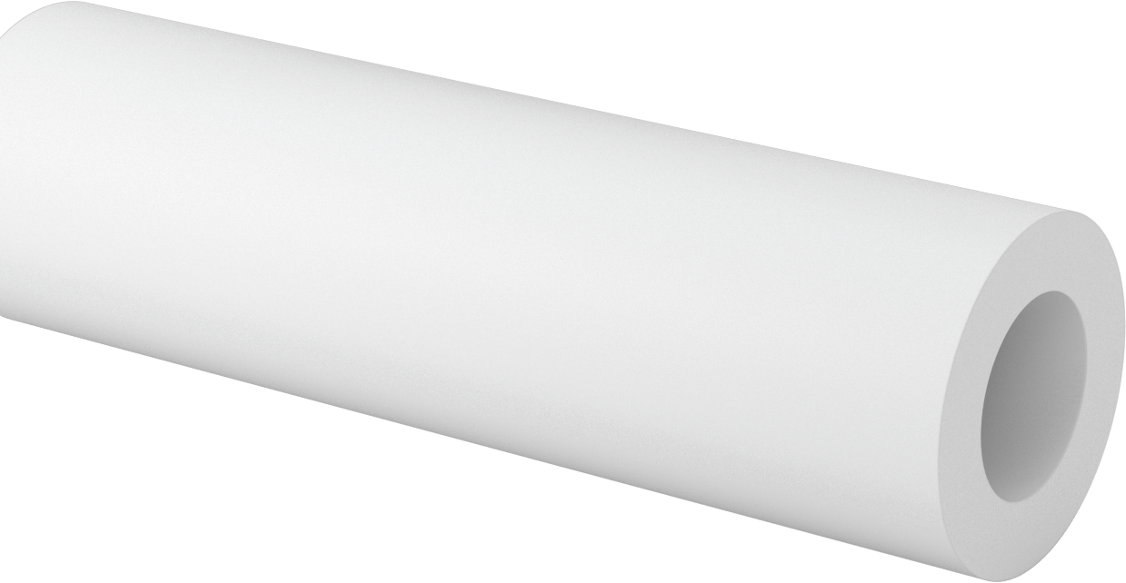 Cam Dolgulu Kimyasal Dayanıklı Kaygan PTFE Tüp, 3-1/2" OD x 2" ID, 1 Ayak Uzunluğunda